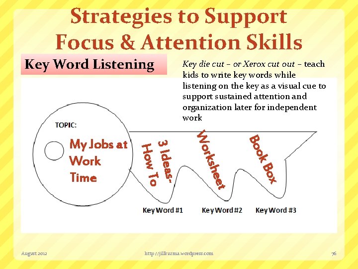Strategies to Support Focus & Attention Skills Key Word Listening eet ox k. B