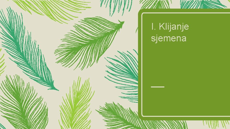 I. Klijanje sjemena I. Klijanje sjemena