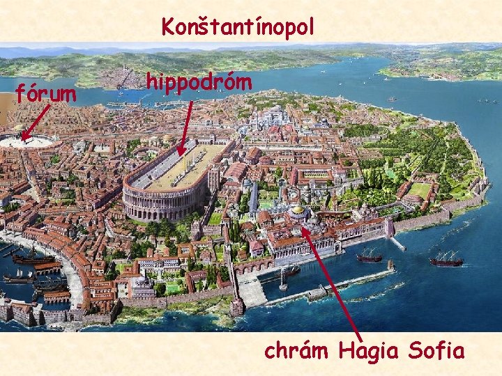 Konštantínopol fórum hippodróm chrám Hagia Sofia 