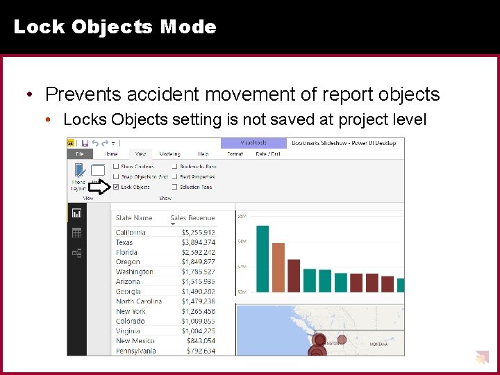 Lock Objects Mode • Prevents accident movement of report objects • Locks Objects setting