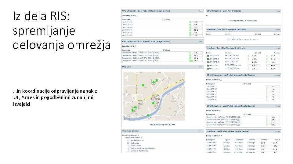 Iz dela RIS: spremljanje delovanja omrežja …in koordinacija odpravljanja napak z UL, Arnes in