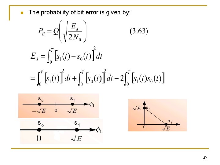 n The probability of bit error is given by: 49 