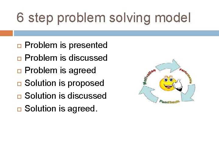 6 step problem solving model Problem is presented Problem is discussed Problem is agreed