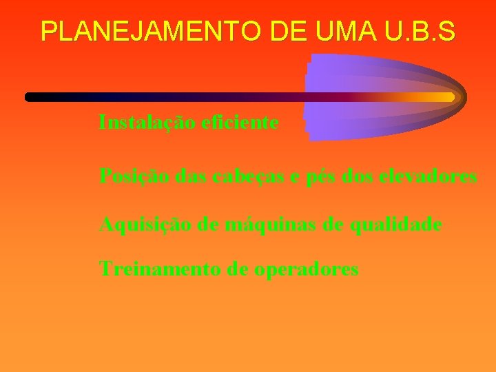 PLANEJAMENTO DE UMA U. B. S Instalação eficiente Posição das cabeças e pés dos