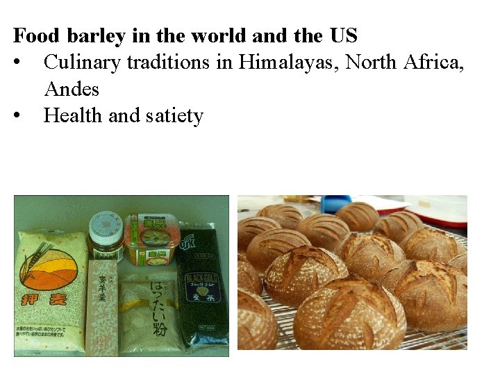 Food barley in the world and the US • Culinary traditions in Himalayas, North