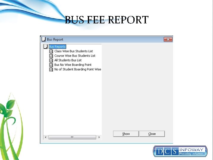 BUS FEE REPORT 