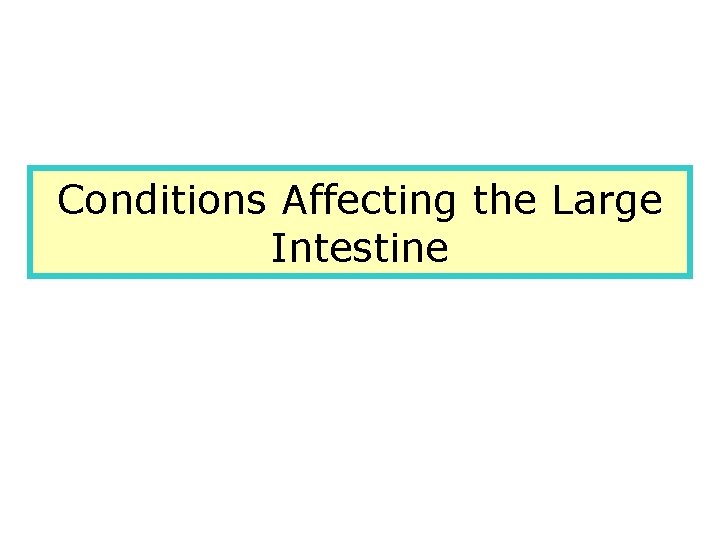 Conditions Affecting the Large Intestine 
