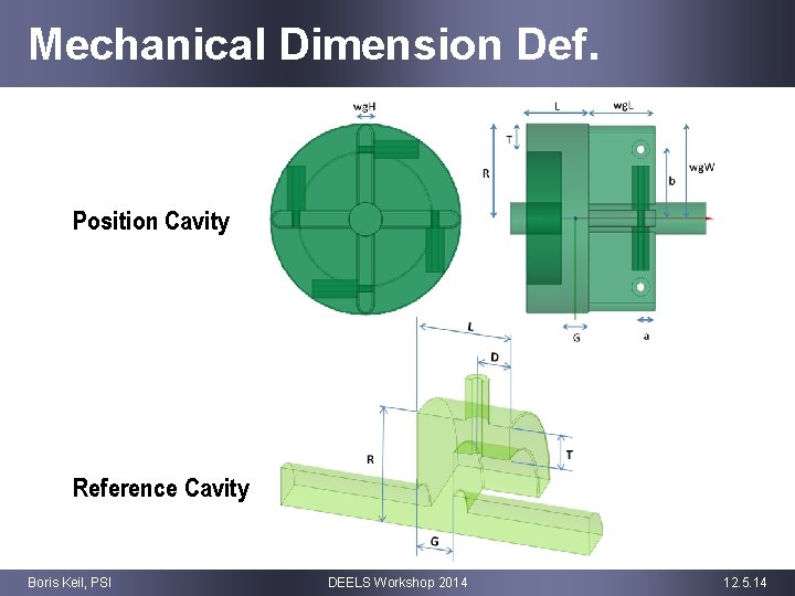 Mechanical Dimension Def. Position Cavity Reference Cavity Boris Keil, PSI DEELS Workshop 2014 12.