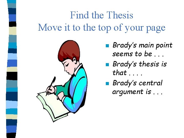 Find the Thesis Move it to the top of your page n n n
