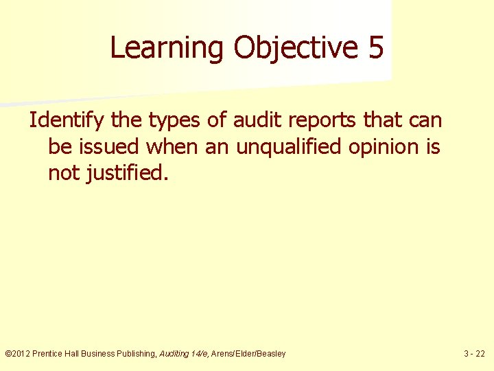 Learning Objective 5 Identify the types of audit reports that can be issued when