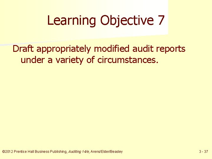 Learning Objective 7 Draft appropriately modified audit reports under a variety of circumstances. ©