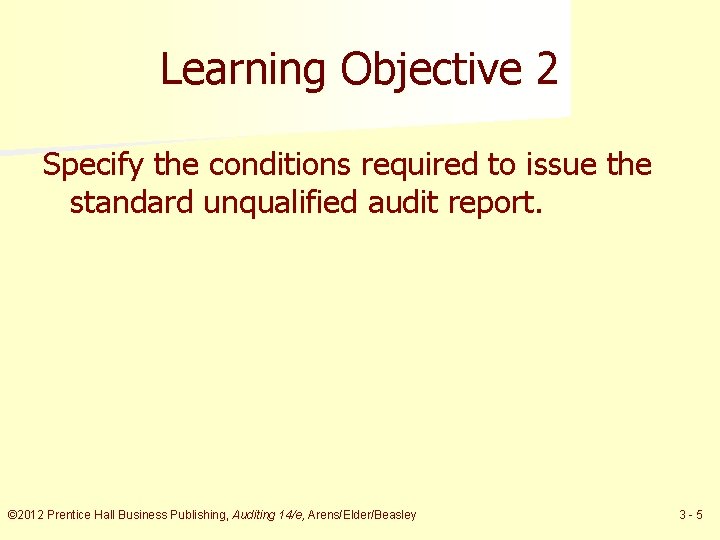 Learning Objective 2 Specify the conditions required to issue the standard unqualified audit report.