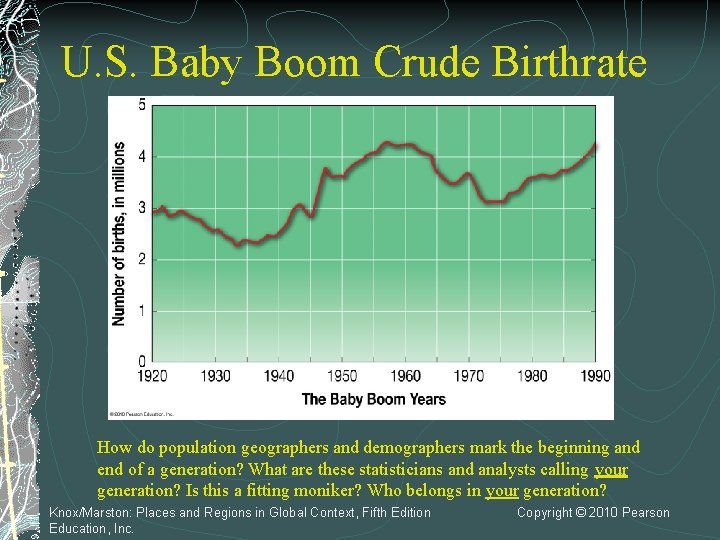 U. S. Baby Boom Crude Birthrate How do population geographers and demographers mark the
