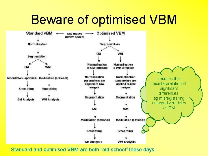 Beware of optimised VBM reduces the misinterpretation of significant differences, eg misregistering enlarged ventricles