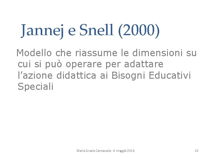 Jannej e Snell (2000) Modello che riassume le dimensioni su cui si può operare