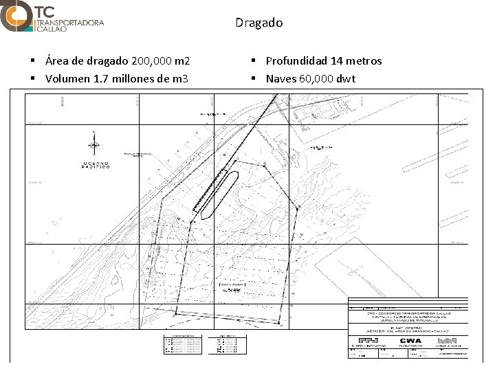 Dragado § Área de dragado 200, 000 m 2 § Volumen 1. 7 millones
