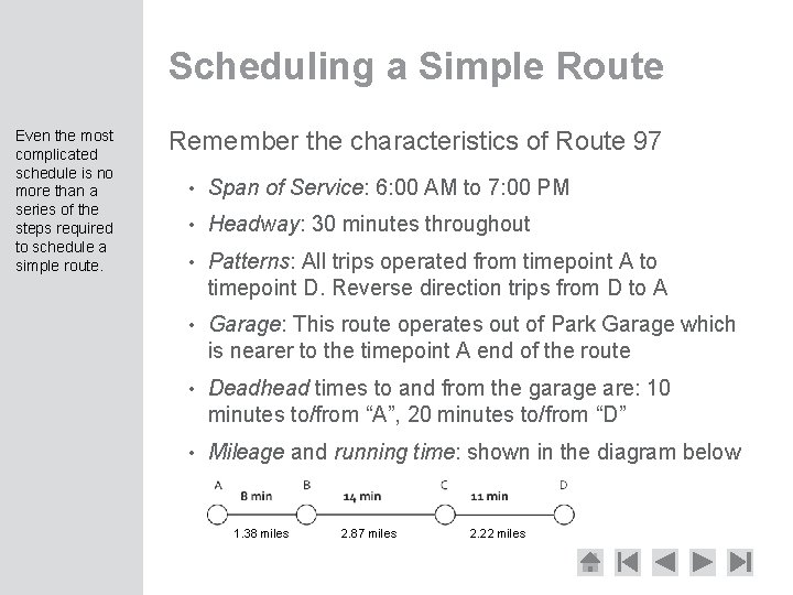 Scheduling a Simple Route Even the most complicated schedule is no more than a