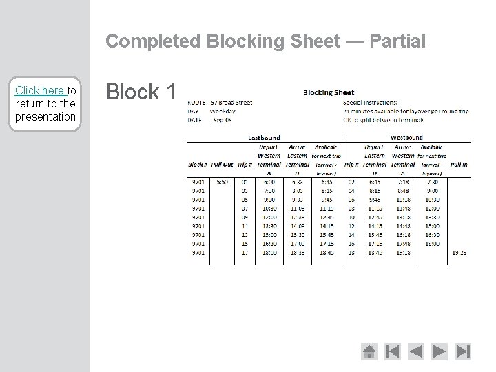 Completed Blocking Sheet — Partial Click here to return to the presentation Block 1