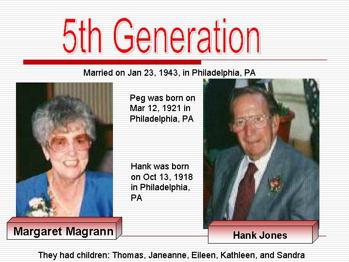 Married on Jan 23, 1943, in Philadelphia, PA Peg was born on Mar 12,