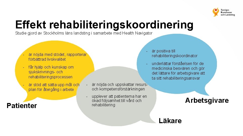 Effekt rehabiliteringskoordinering Studie gjord av Stockholms läns landsting i samarbete med Health Navigator är