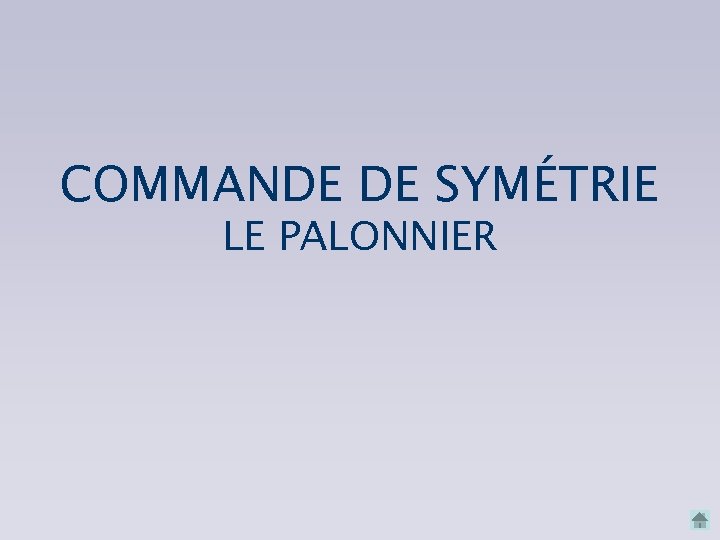 COMMANDE DE SYMÉTRIE LE PALONNIER 