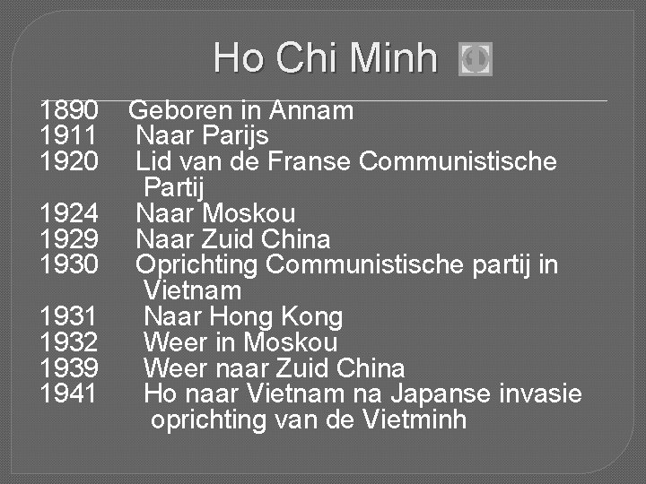 Ho Chi Minh 1890 1911 1920 1924 1929 1930 1931 1932 1939 1941 Geboren