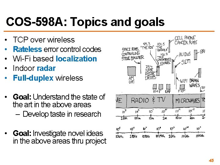 COS-598 A: Topics and goals • • • TCP over wireless Rateless error control