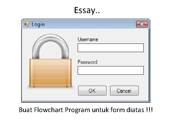 Essay. . Buat Flowchart Program untuk form diatas !!! 