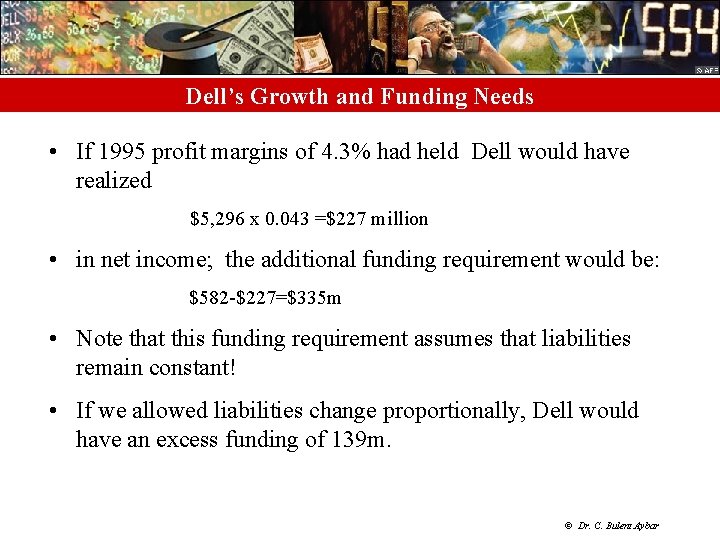 Dell’s Growth and Funding Needs • If 1995 profit margins of 4. 3% had