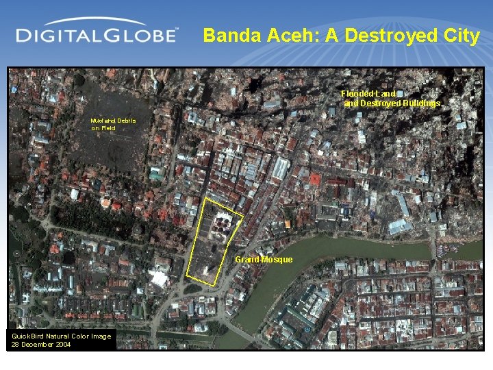 Banda Aceh: A Destroyed City Flooded Land Destroyed Buildings Mud and Debris on Field