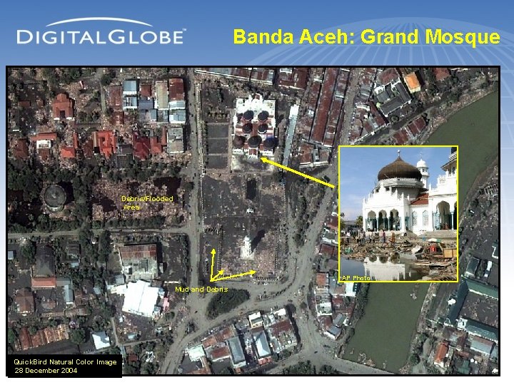 Banda Aceh: Grand Mosque Debris/Flooded Area AP Photo Mud and Debris Quick. Bird Natural
