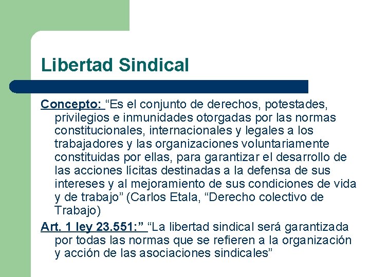 Libertad Sindical Concepto: “Es el conjunto de derechos, potestades, privilegios e inmunidades otorgadas por Libertad Sindical Concepto: “Es el conjunto de derechos, potestades, privilegios e inmunidades otorgadas por