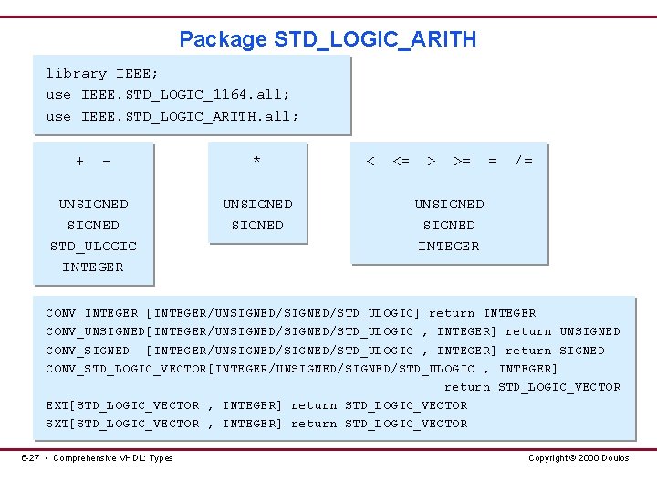 Package STD_LOGIC_ARITH library IEEE; use IEEE. STD_LOGIC_1164. all; use IEEE. STD_LOGIC_ARITH. all; + -