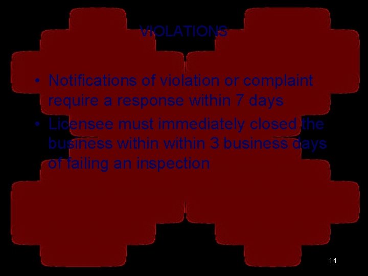 VIOLATIONS • Notifications of violation or complaint require a response within 7 days •