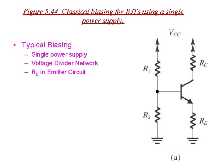 Figure 5. 44 Classical biasing for BJTs using a single power supply: • Typical