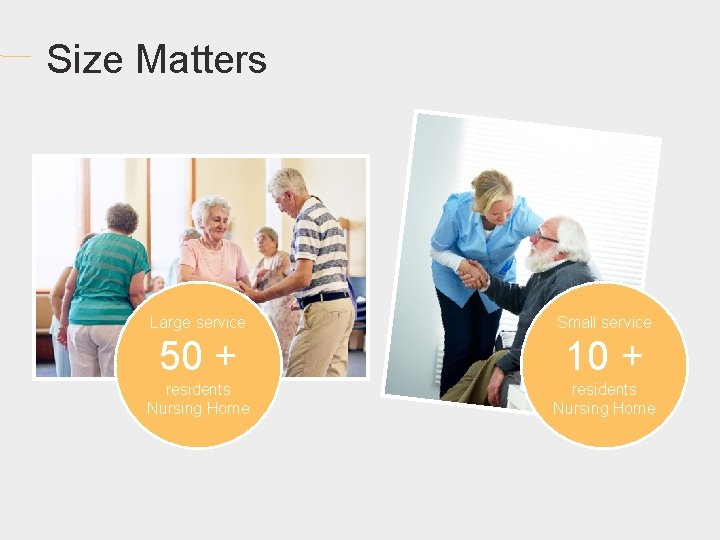 Size Matters Large service Small service 50 + 10 + residents Nursing Home 