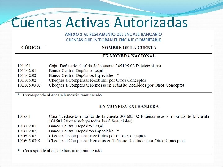 Cuentas Activas Autorizadas 