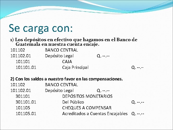 Se carga con: 1) Los depósitos en efectivo que hagamos en el Banco de