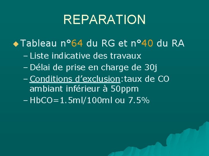 REPARATION u Tableau n° 64 du RG et n° 40 du RA – Liste