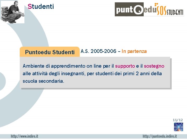 Studenti Puntoedu Studenti A. S. 2005 -2006 – In partenza Ambiente di apprendimento on