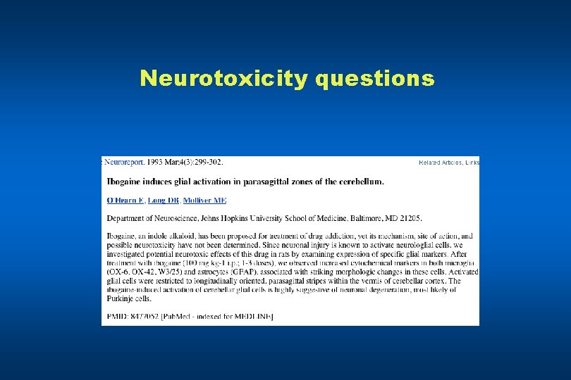 Neurotoxicity questions 