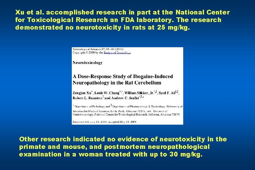 Xu et al. accomplished research in part at the National Center for Toxicological Research