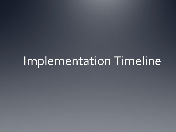 Implementation Timeline 