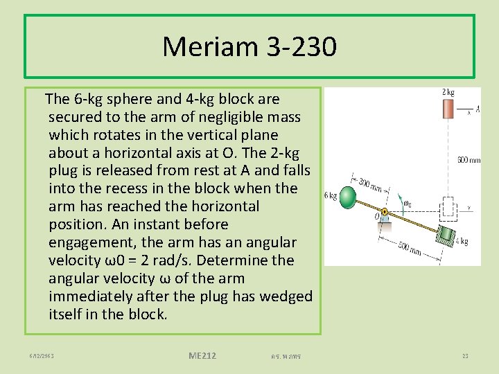 Meriam 3 -230 The 6 -kg sphere and 4 -kg block are secured to