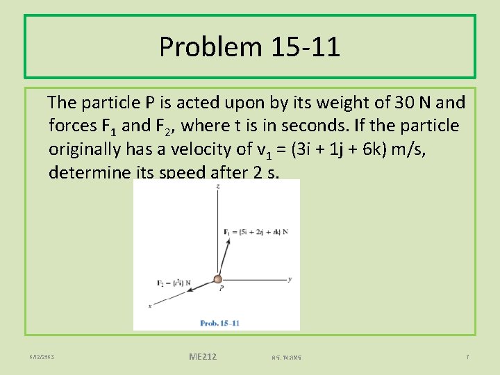 Problem 15 -11 The particle P is acted upon by its weight of 30