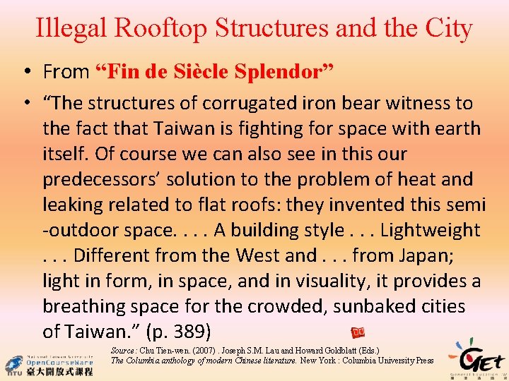 Illegal Rooftop Structures and the City • From “Fin de Siècle Splendor” • “The