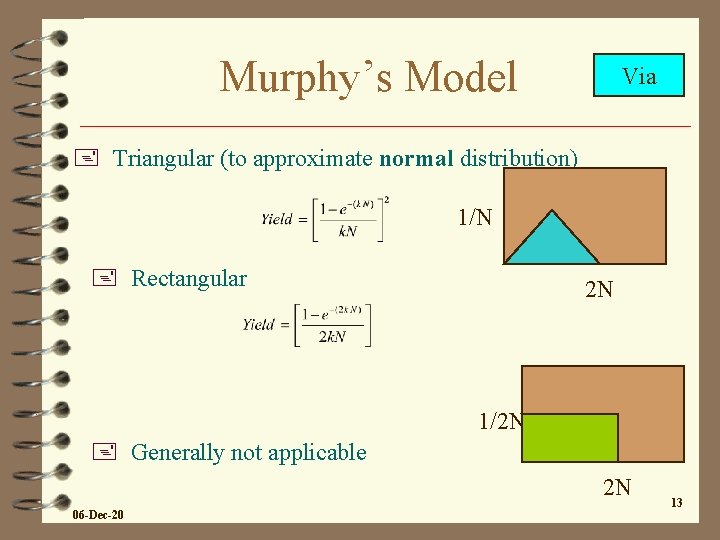 Murphy’s Model Via + Triangular (to approximate normal distribution) 1/N + Rectangular 2 N