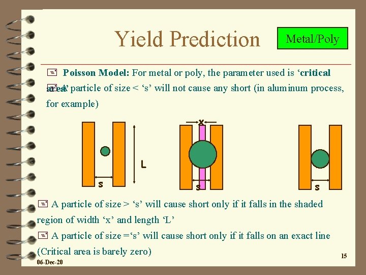 Yield Prediction Metal/Poly + Poisson Model: For metal or poly, the parameter used is