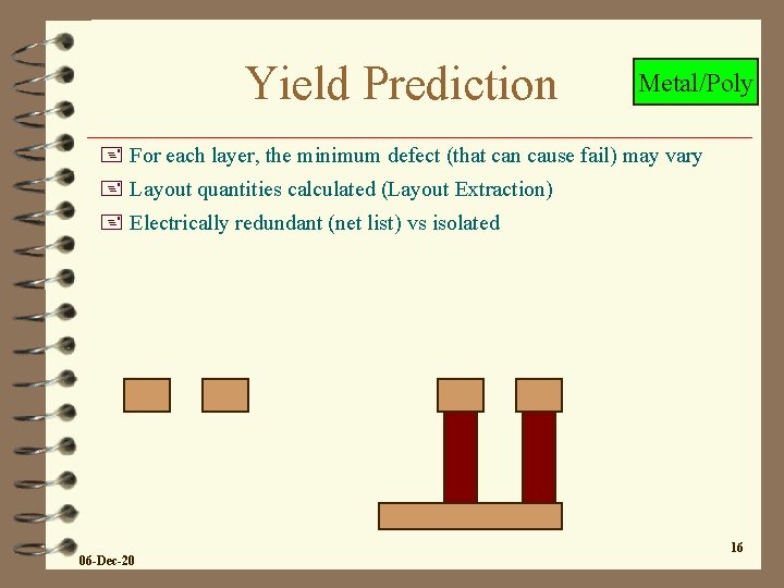 Yield Prediction Metal/Poly + For each layer, the minimum defect (that can cause fail)