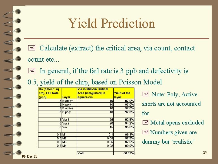 Yield Prediction + Calculate (extract) the critical area, via count, contact count etc. .